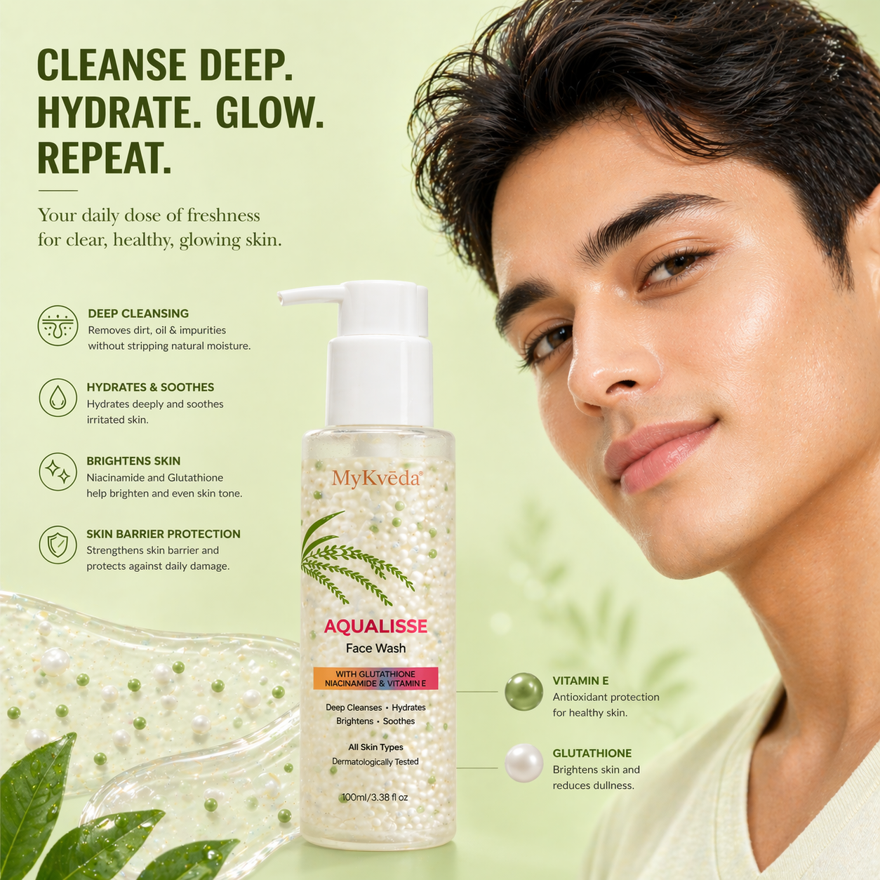 glutathione niacinamide face wash Hydrating Face Wash with Niacinamide for Clear & Glowing Skin